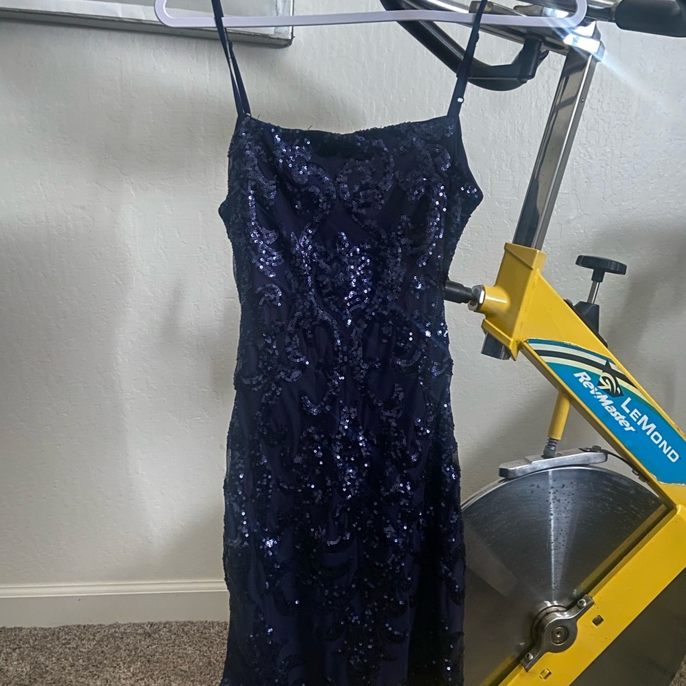 Elegant Navy Sequin Dress